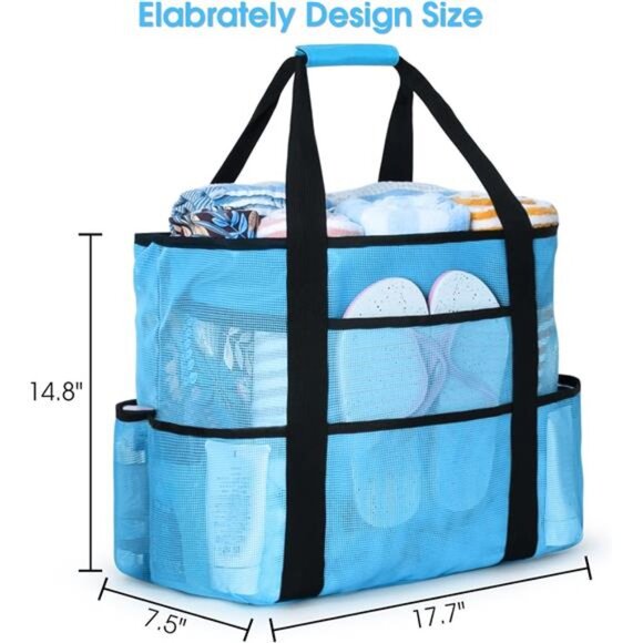 Beach Bags for Women, Mesh Beach Bag for Women Swim Pool Bag Beach Tote Bag - Picture 5 of 7